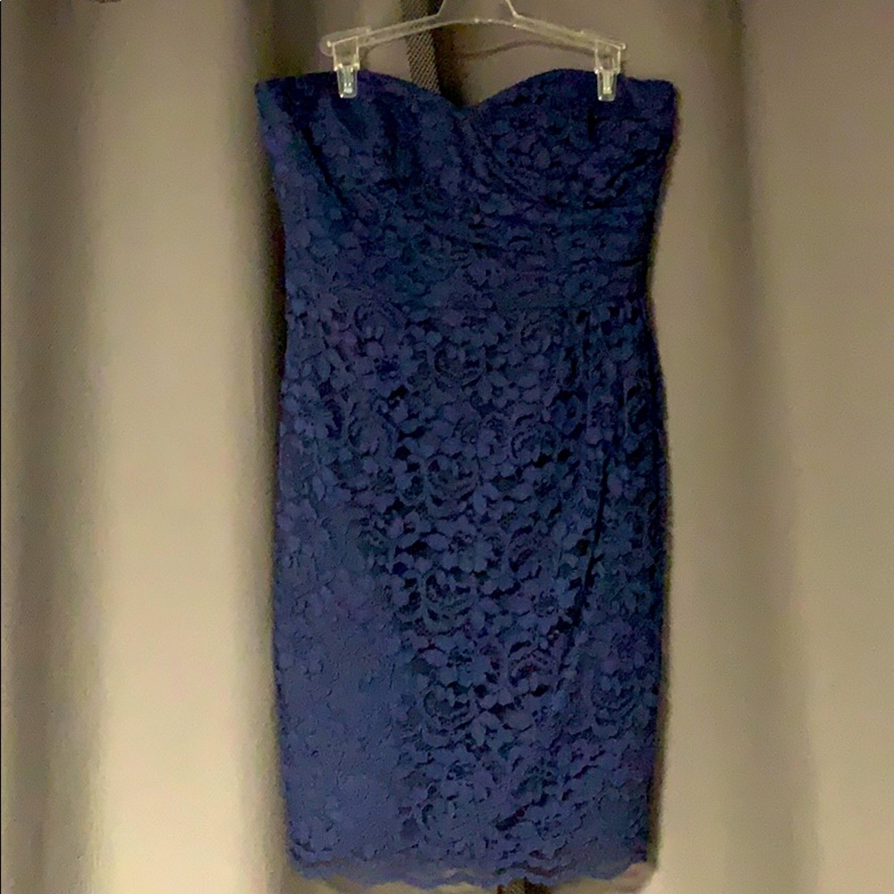 David’s Bridal Strapless Lace Bridesmaid Dress